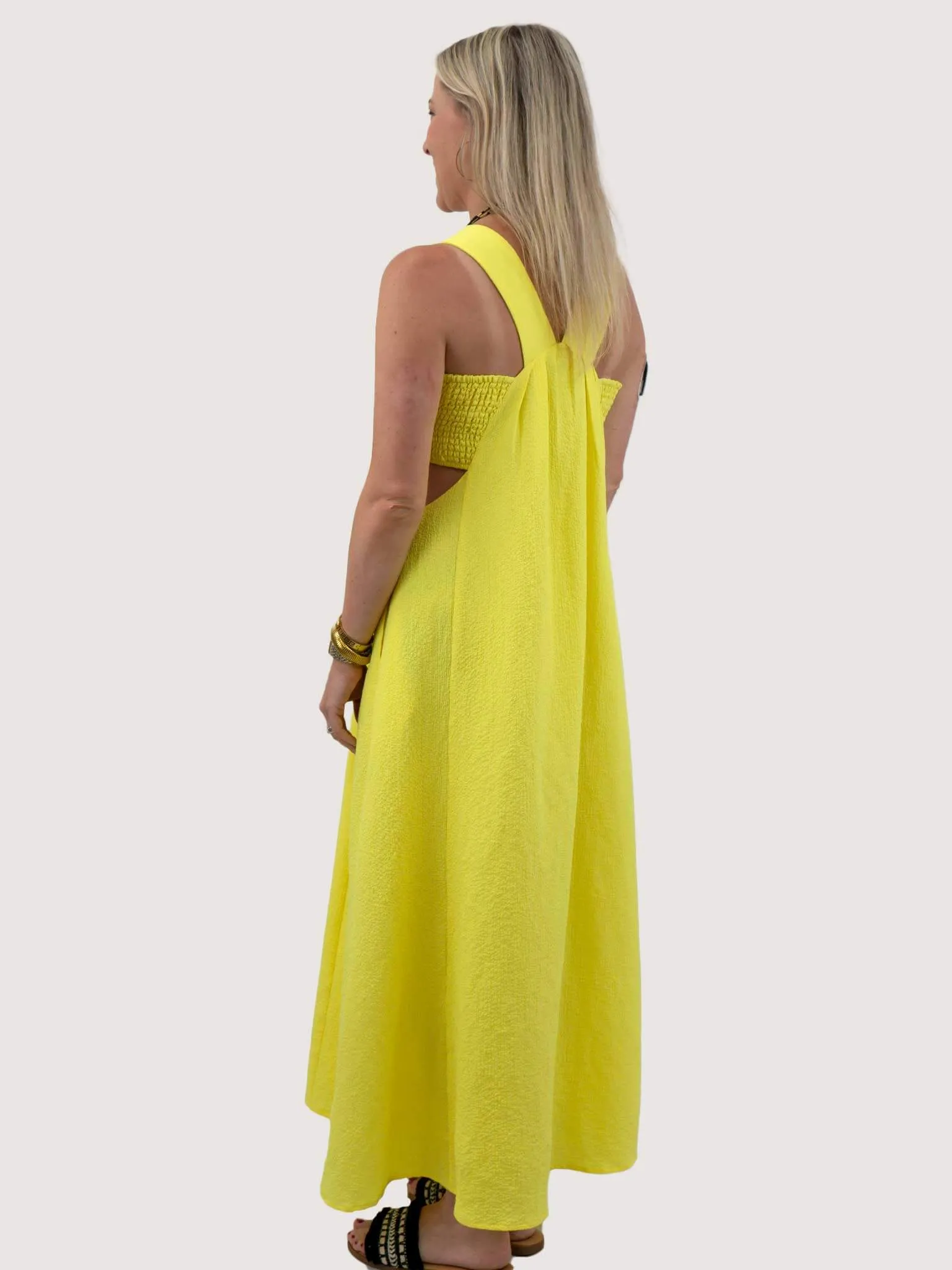 Vibrant Yellow Cutout Maxi Dress