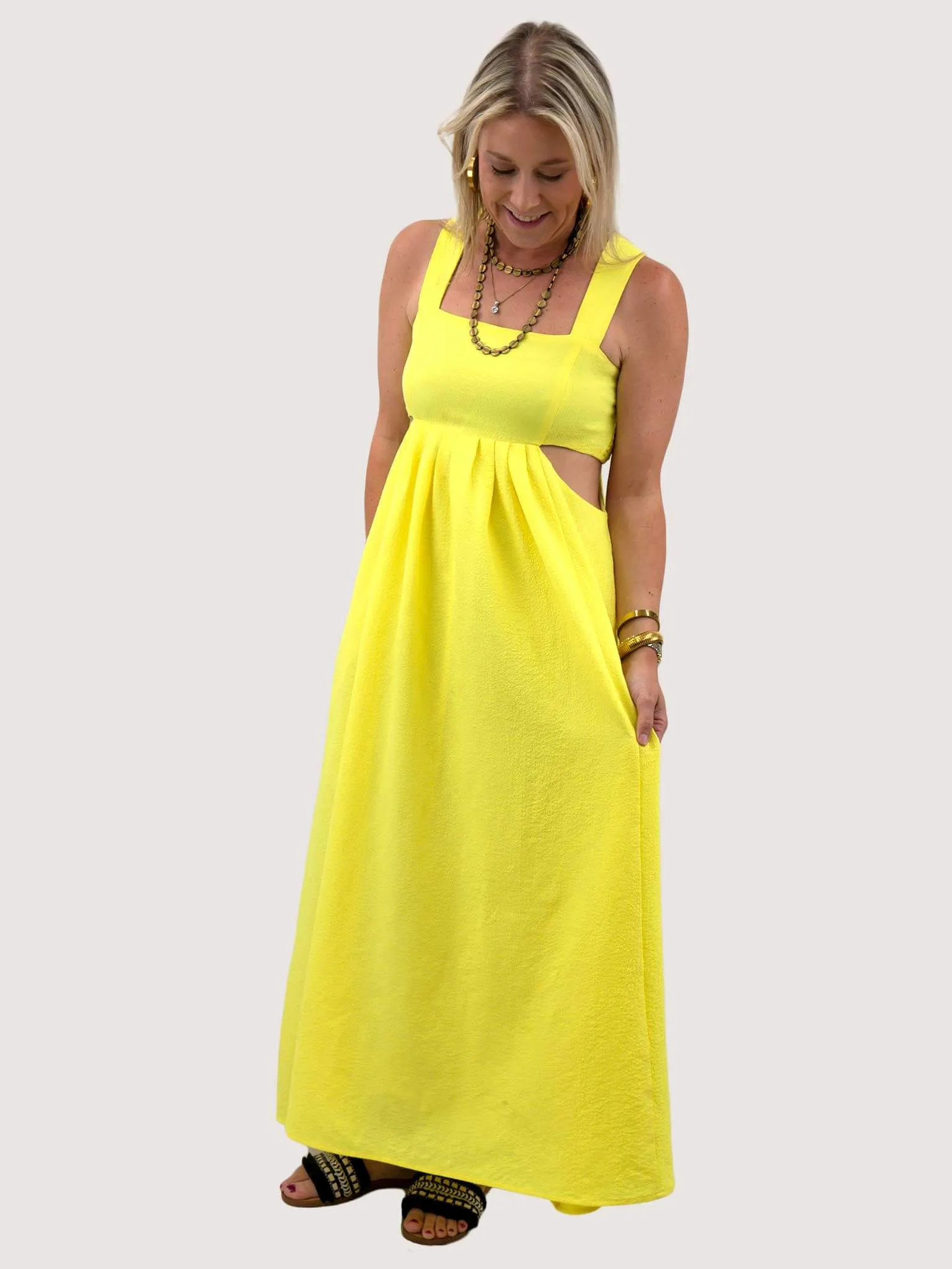 Vibrant Yellow Cutout Maxi Dress