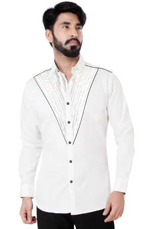 White Tuxedo Cotton Shirt
