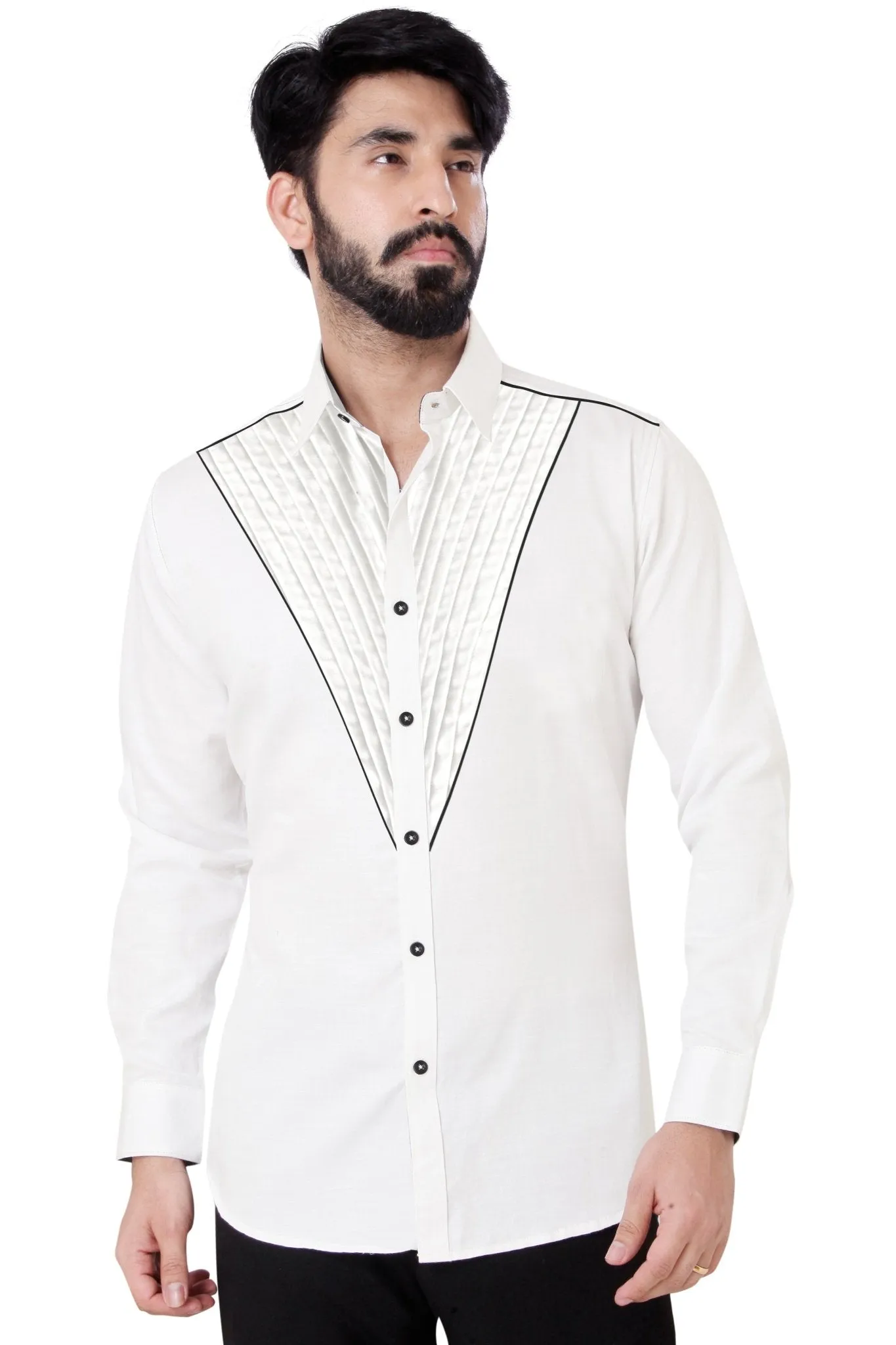 White Tuxedo Cotton Shirt