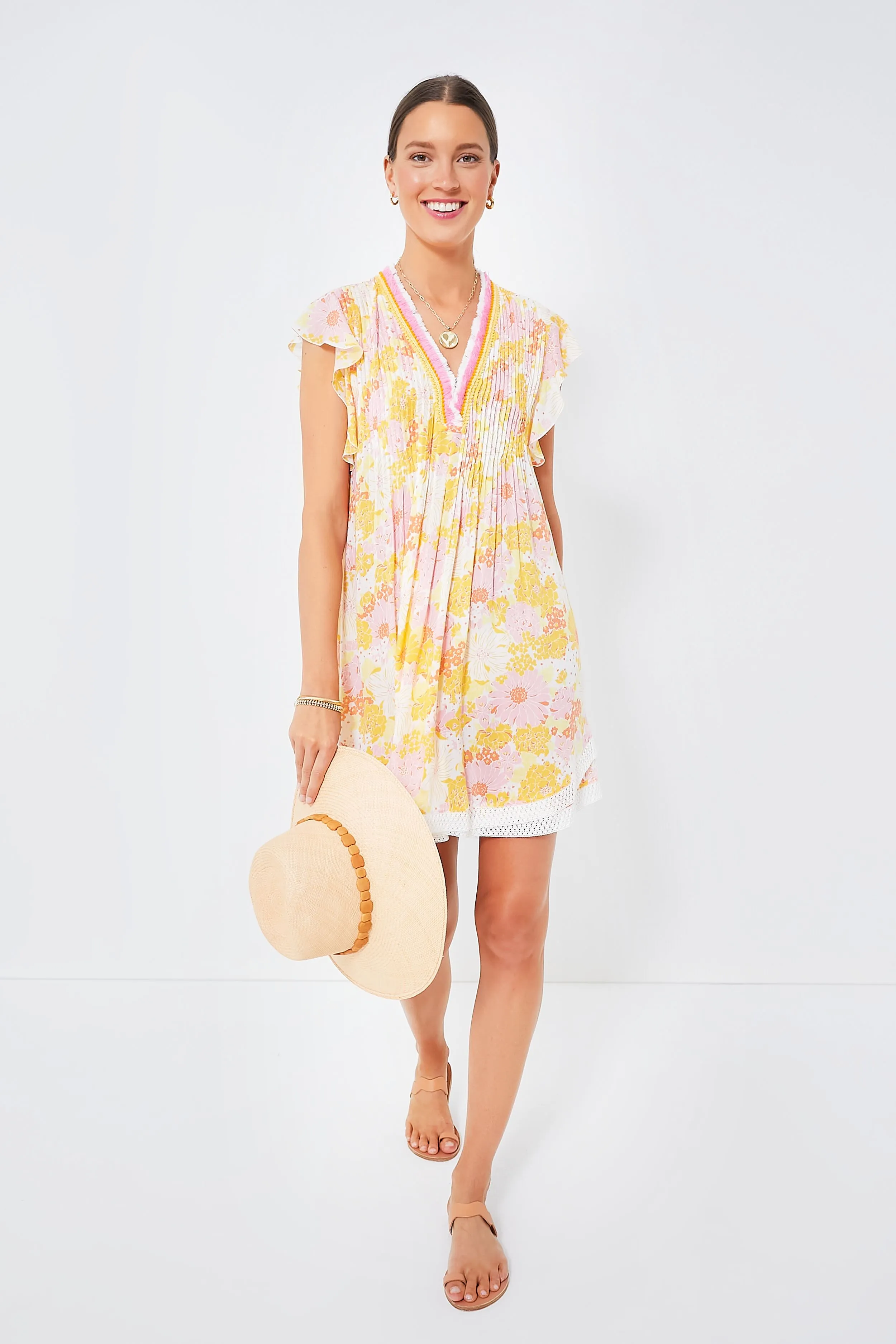 Yellow Flower Mix Sasha Mini Dress