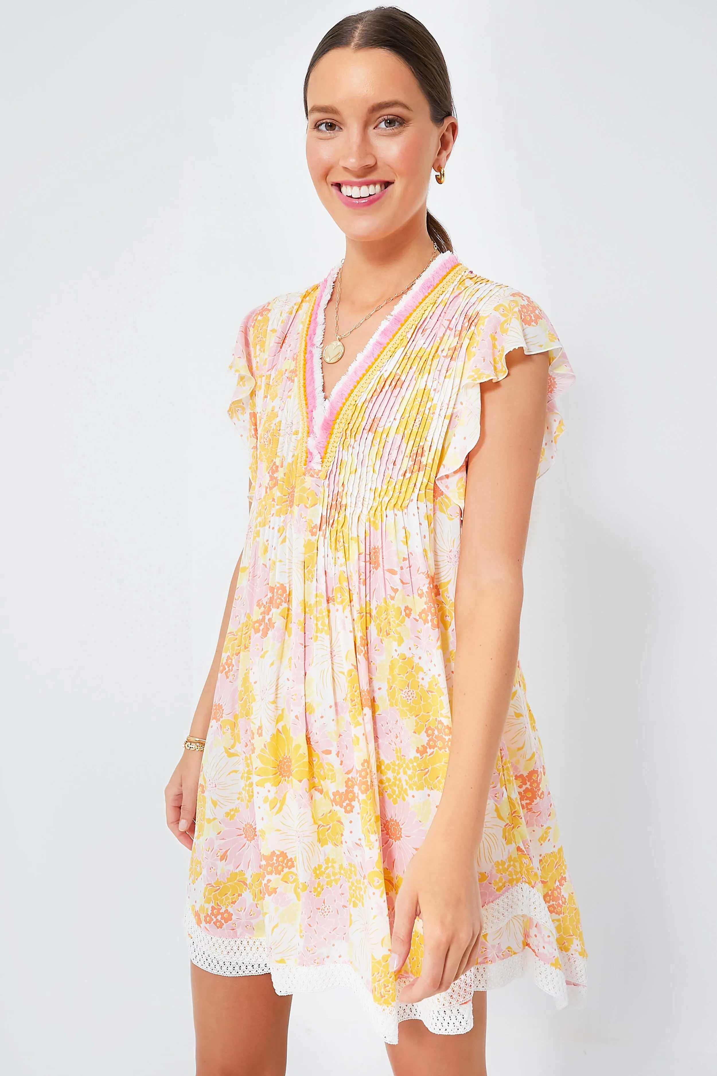 Yellow Flower Mix Sasha Mini Dress