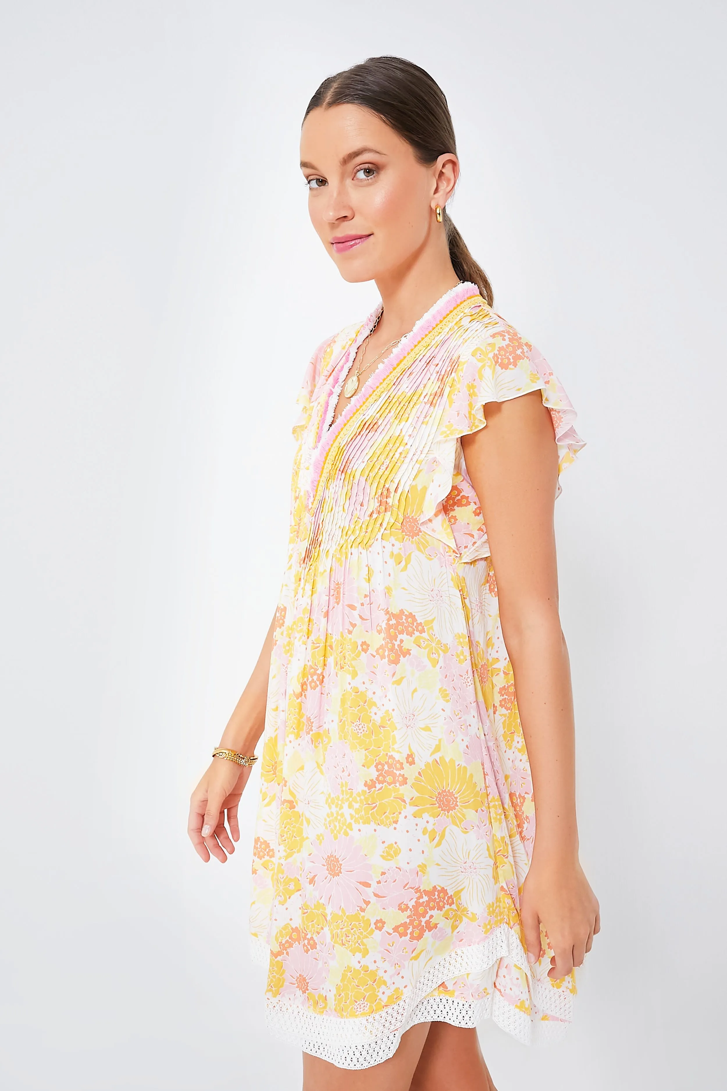 Yellow Flower Mix Sasha Mini Dress